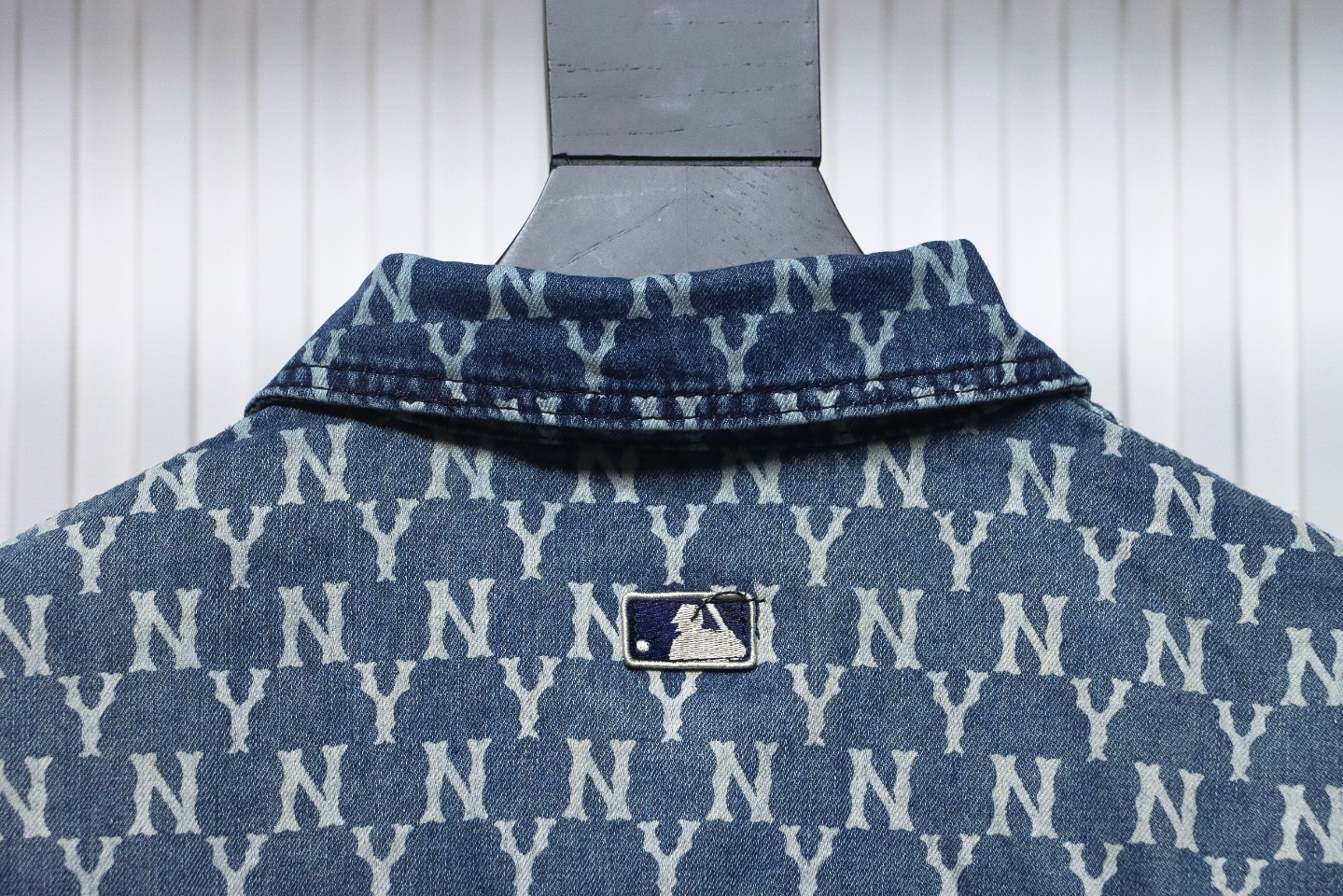 MLB Embroidered Logo Print Denim Shirt Jacket