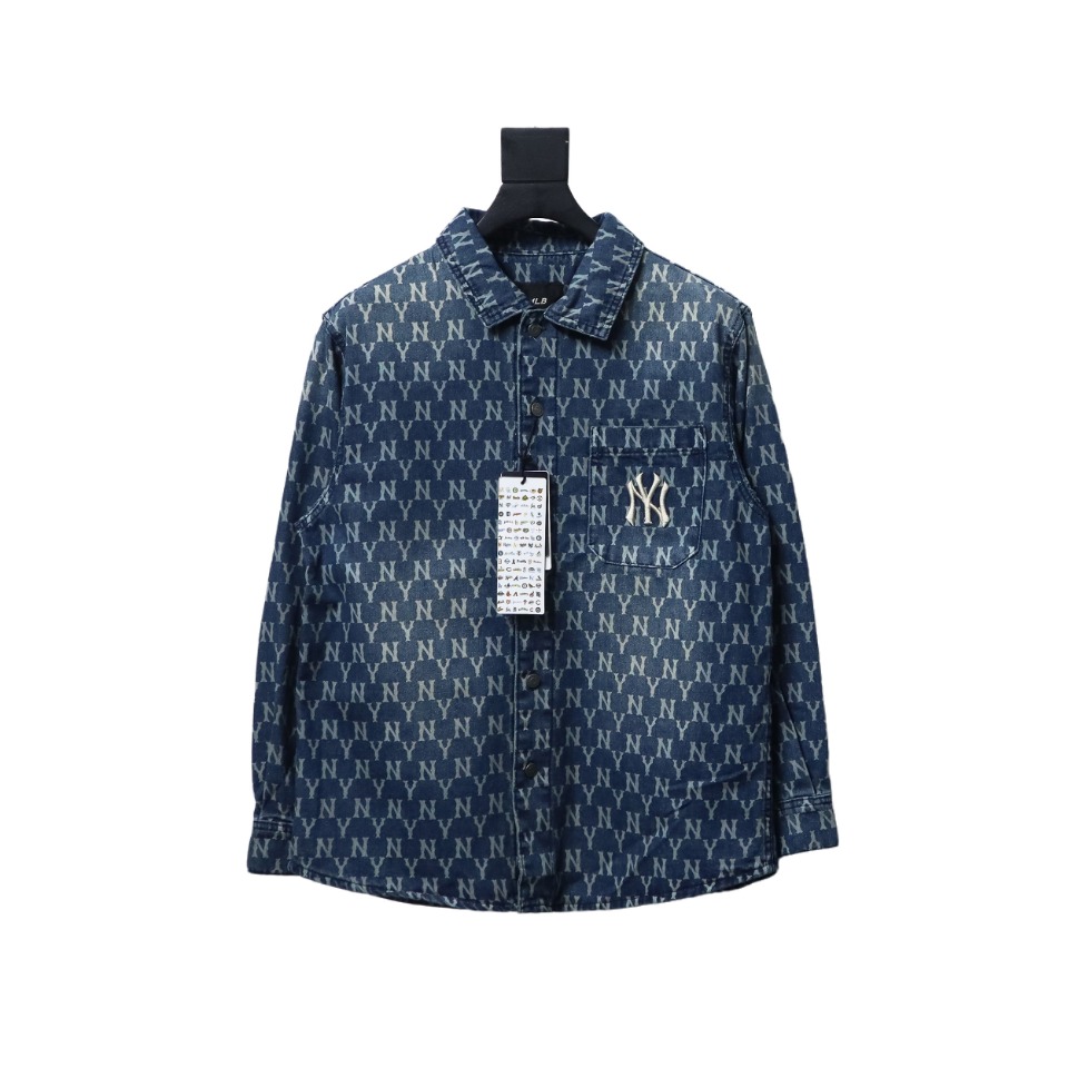 MLB Embroidered Logo Print Denim Shirt Jacket