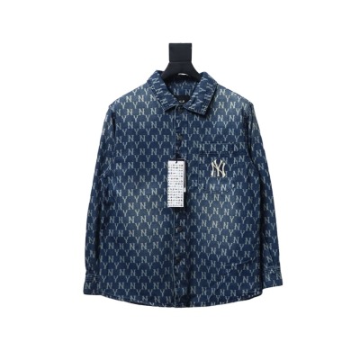 MLB Embroidered Logo Print Denim Shirt Jacket 01