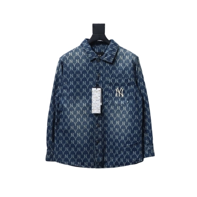 MLB Embroidered Logo Print Denim Shirt Jacket 01