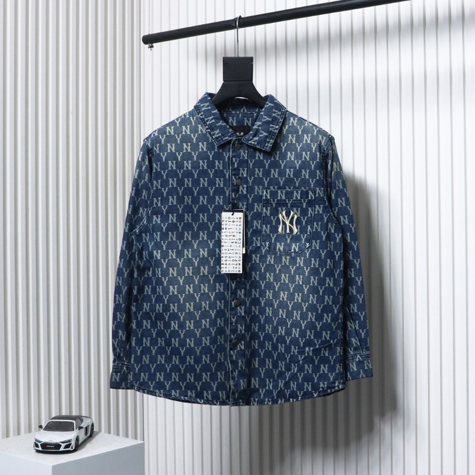 MLB Embroidered Logo Print Denim Shirt Jacket