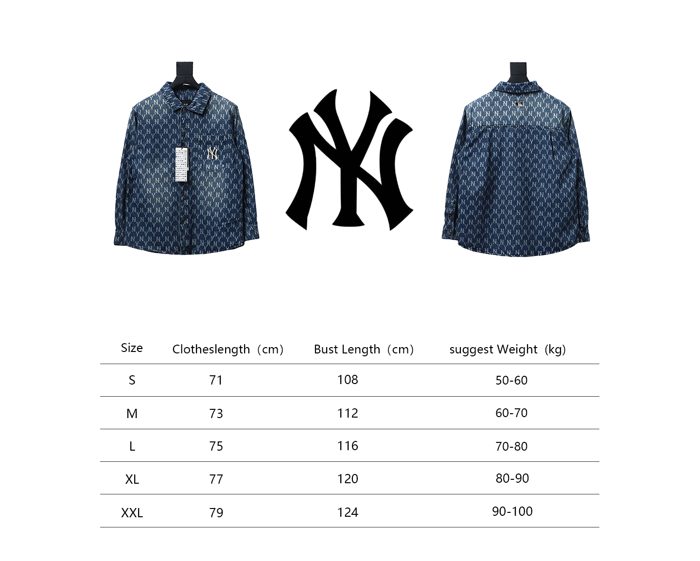 MLB Embroidered Logo Print Denim Shirt Jacket
