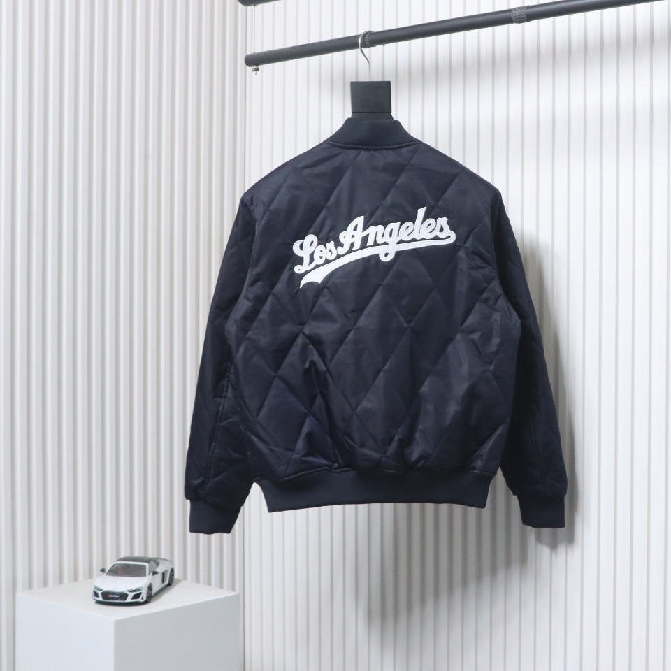 MLB Patch Embroidered Large Logo Baseball Jacket Quilted Jacket Blue