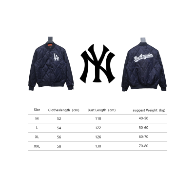 MLB Patch Embroidered Large Logo Baseball Jacket Quilted Jacket Blue 02