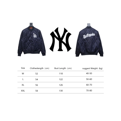 MLB Patch Embroidered Large Logo Baseball Jacket Quilted Jacket Blue 02