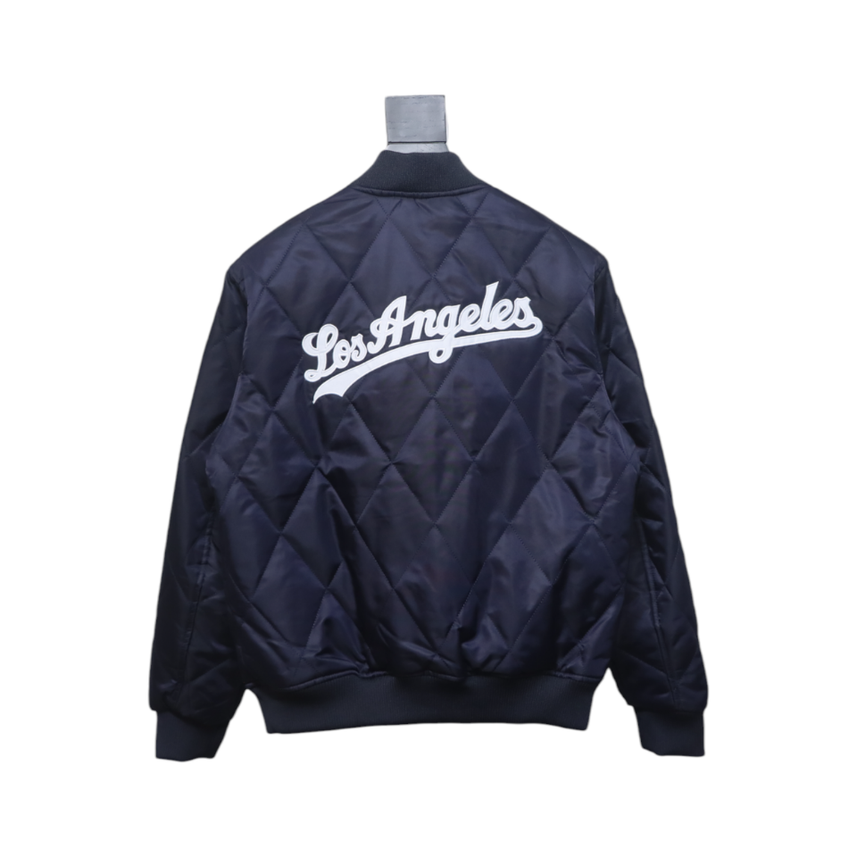 MLB Patch Embroidered Large Logo Baseball Jacket Quilted Jacket Blue