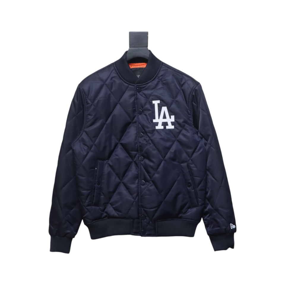 MLB Patch Embroidered Large Logo Baseball Jacket Quilted Jacket Blue