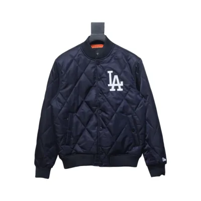 MLB Patch Embroidered Large Logo Baseball Jacket Quilted Jacket Blue 01
