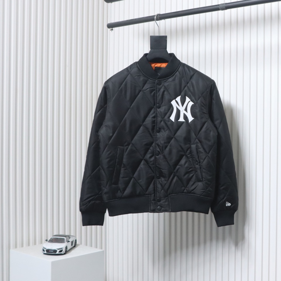 MLB Patch Embroidered Large Logo Baseball Jacket Quilted Jacket Black