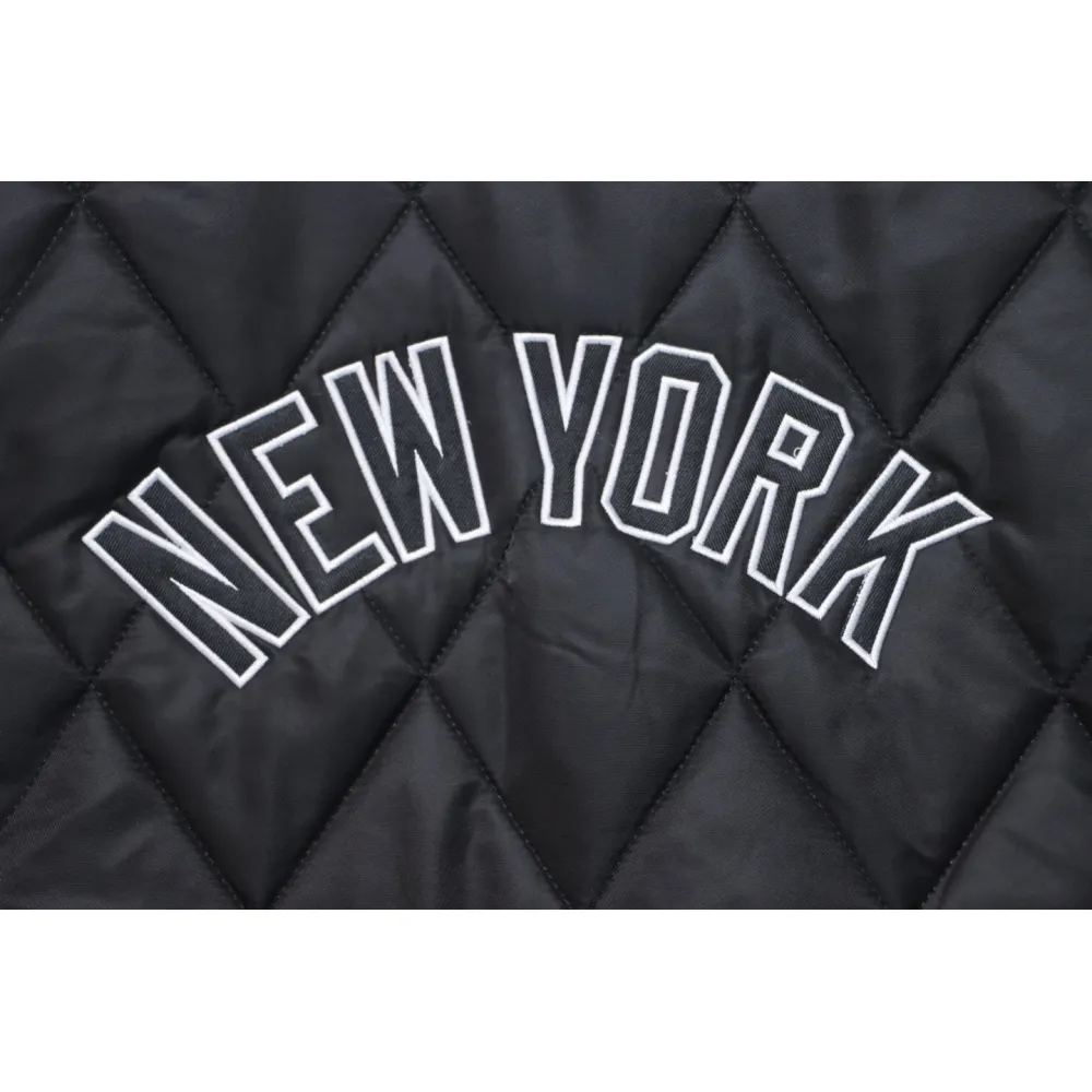 MLB Patch Embroidered Large Logo Baseball Jacket Quilted Jacket Black