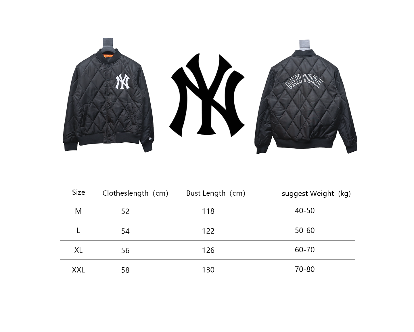 MLB Patch Embroidered Large Logo Baseball Jacket Quilted Jacket Black