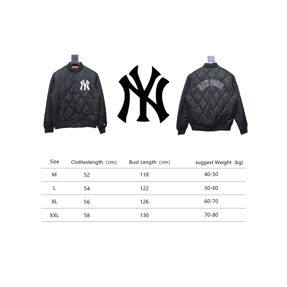 MLB Patch Embroidered Large Logo Baseball Jacket Quilted Jacket Black