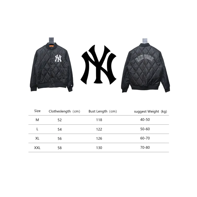 MLB Patch Embroidered Large Logo Baseball Jacket Quilted Jacket Black