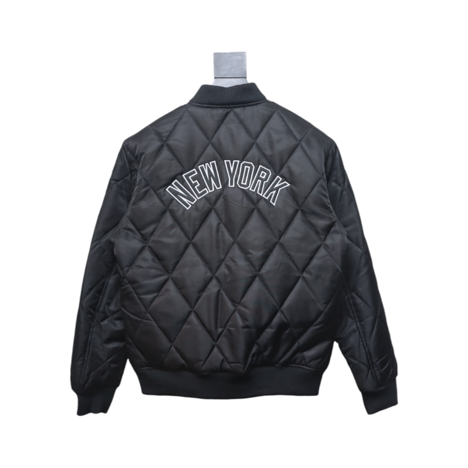 MLB Patch Embroidered Large Logo Baseball Jacket Quilted Jacket Black