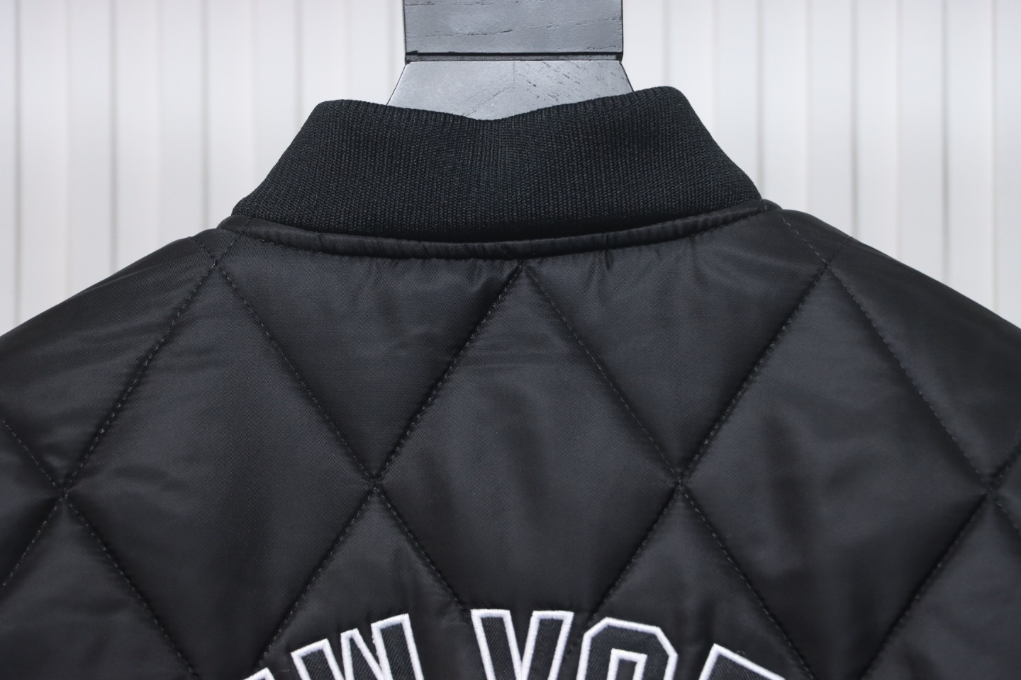 MLB Patch Embroidered Large Logo Baseball Jacket Quilted Jacket Black