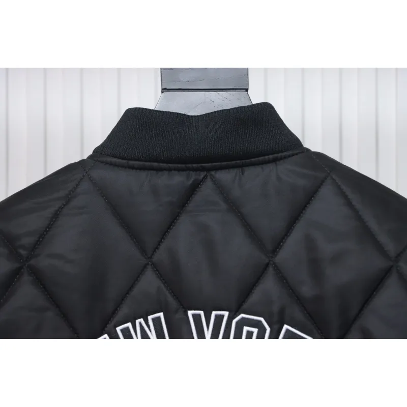 MLB Patch Embroidered Large Logo Baseball Jacket Quilted Jacket Black