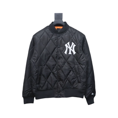 MLB Patch Embroidered Large Logo Baseball Jacket Quilted Jacket Black 01