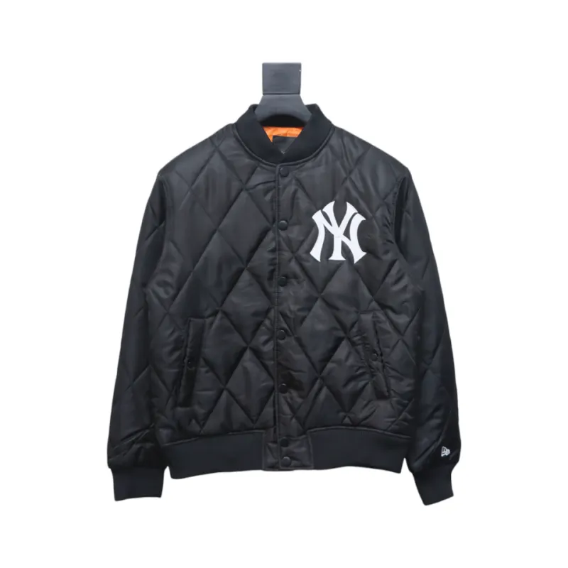 MLB Patch Embroidered Large Logo Baseball Jacket Quilted Jacket Black