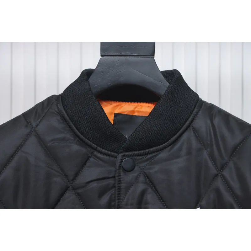 MLB Patch Embroidered Large Logo Baseball Jacket Quilted Jacket Black