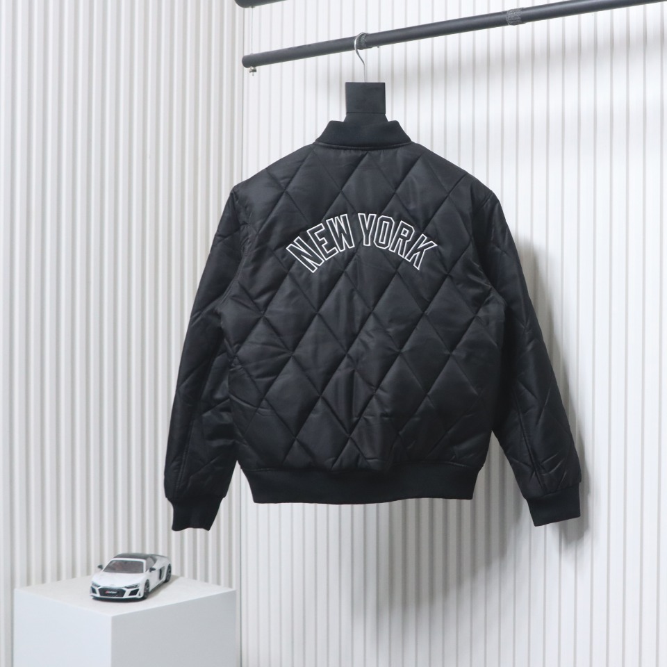 MLB Patch Embroidered Large Logo Baseball Jacket Quilted Jacket Black