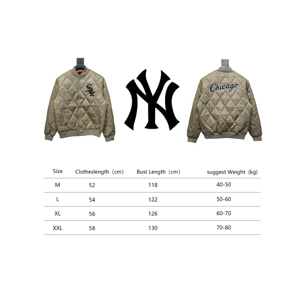MLB Patch Embroidered Large Logo Baseball Jacket Quilted Jacket Brown