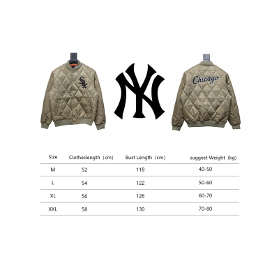 MLB Patch Embroidered Large Logo Baseball Jacket Quilted Jacket Brown 02