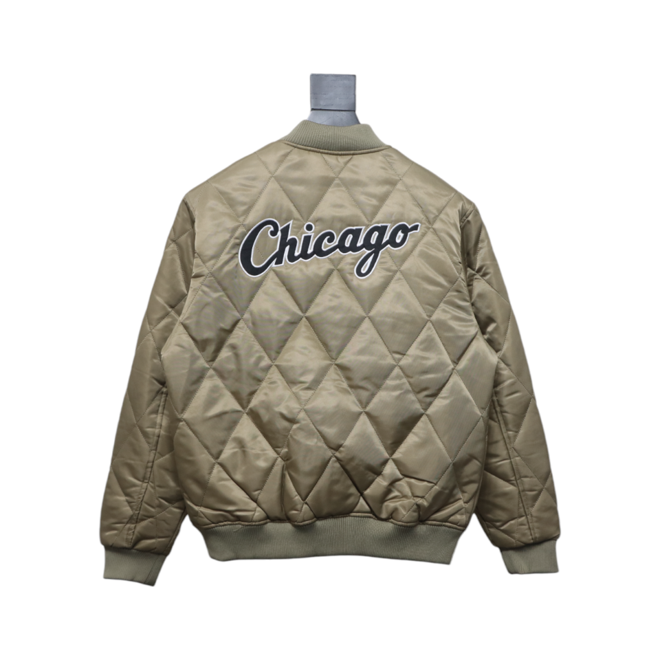 MLB Patch Embroidered Large Logo Baseball Jacket Quilted Jacket Brown