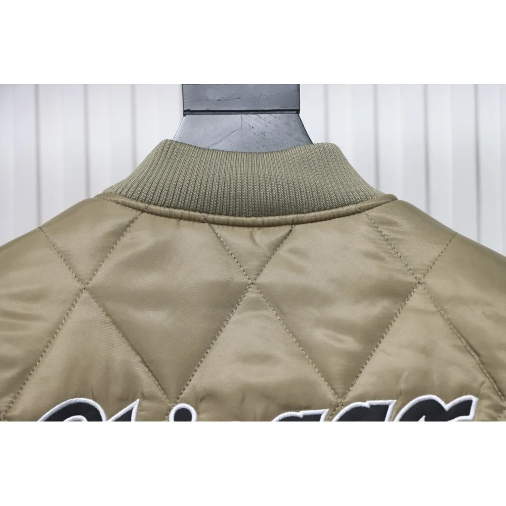 MLB Patch Embroidered Large Logo Baseball Jacket Quilted Jacket Brown