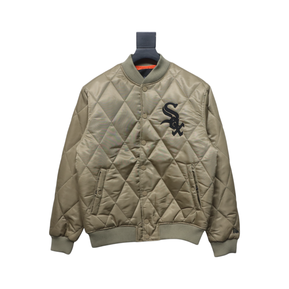 MLB Patch Embroidered Large Logo Baseball Jacket Quilted Jacket Brown