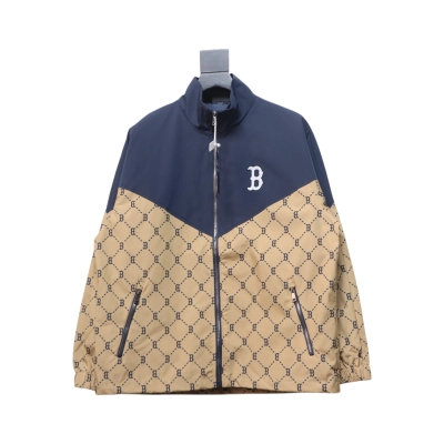 MLB Patchwork Logo Print Trench Coat 01