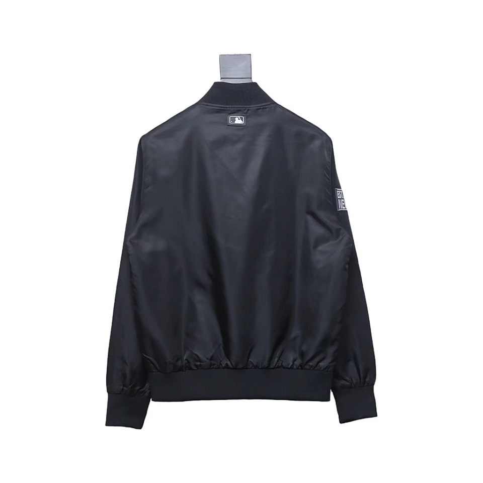 MLB Spliced ​​3D Large Logo Embroidery Baseball Jacket Black
