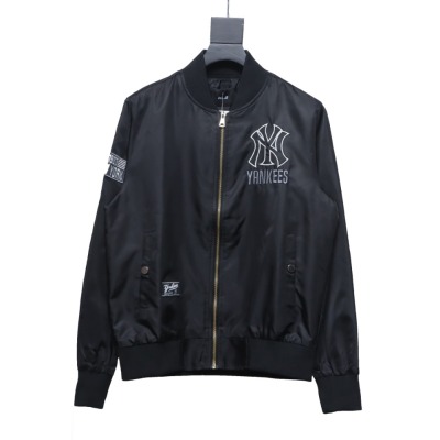 MLB Spliced ​​3D Large Logo Embroidery Baseball Jacket Black 01