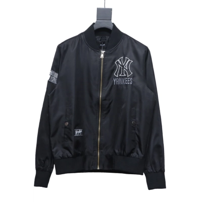 MLB Spliced ​​3D Large Logo Embroidery Baseball Jacket Black 01