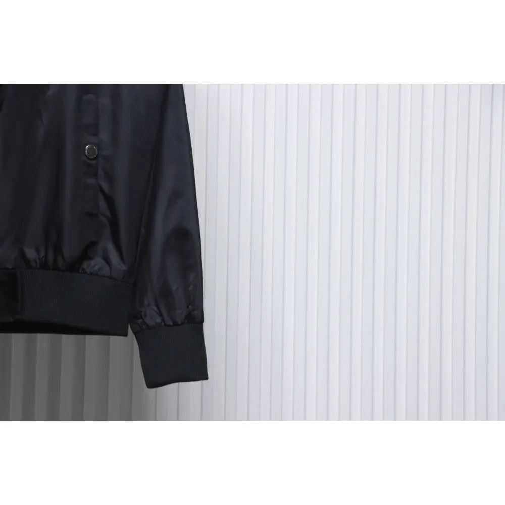 MLB Spliced ​​3D Large Logo Embroidery Baseball Jacket Black