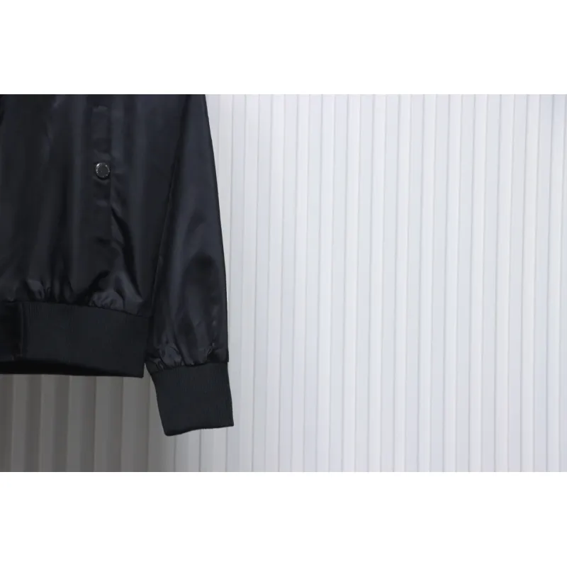 MLB Spliced ​​3D Large Logo Embroidery Baseball Jacket Black