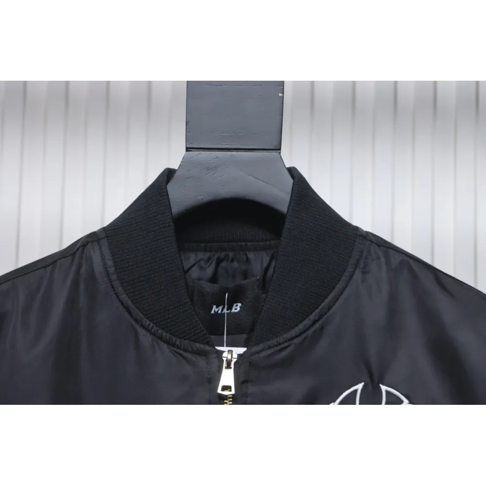MLB Spliced ​​3D Large Logo Embroidery Baseball Jacket Black