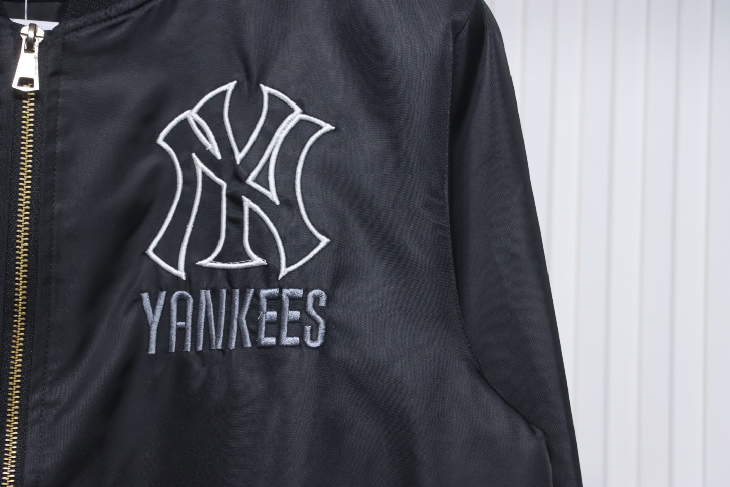 MLB Spliced ​​3D Large Logo Embroidery Baseball Jacket Black
