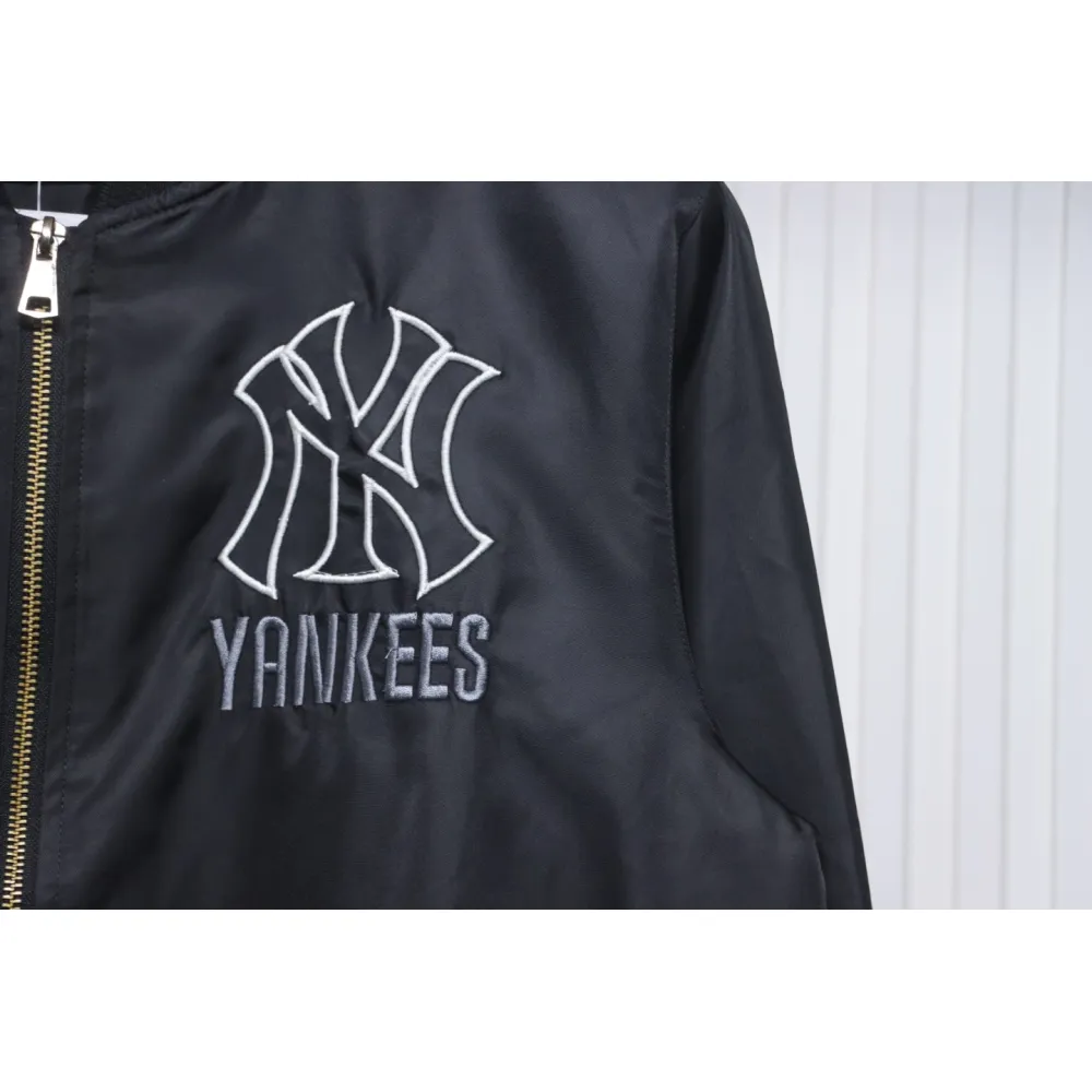MLB Spliced ​​3D Large Logo Embroidery Baseball Jacket Black