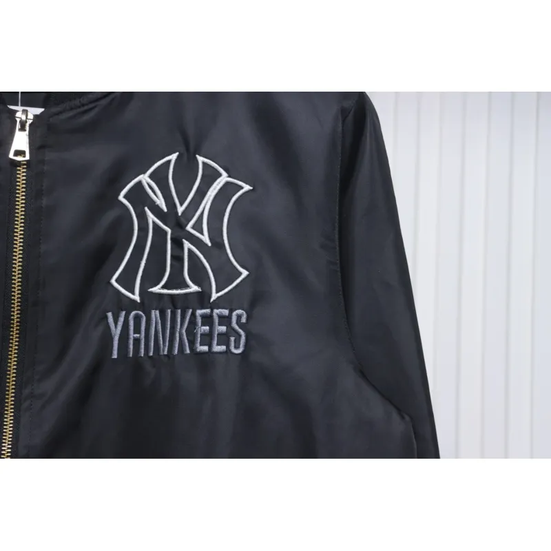 MLB Spliced ​​3D Large Logo Embroidery Baseball Jacket Black