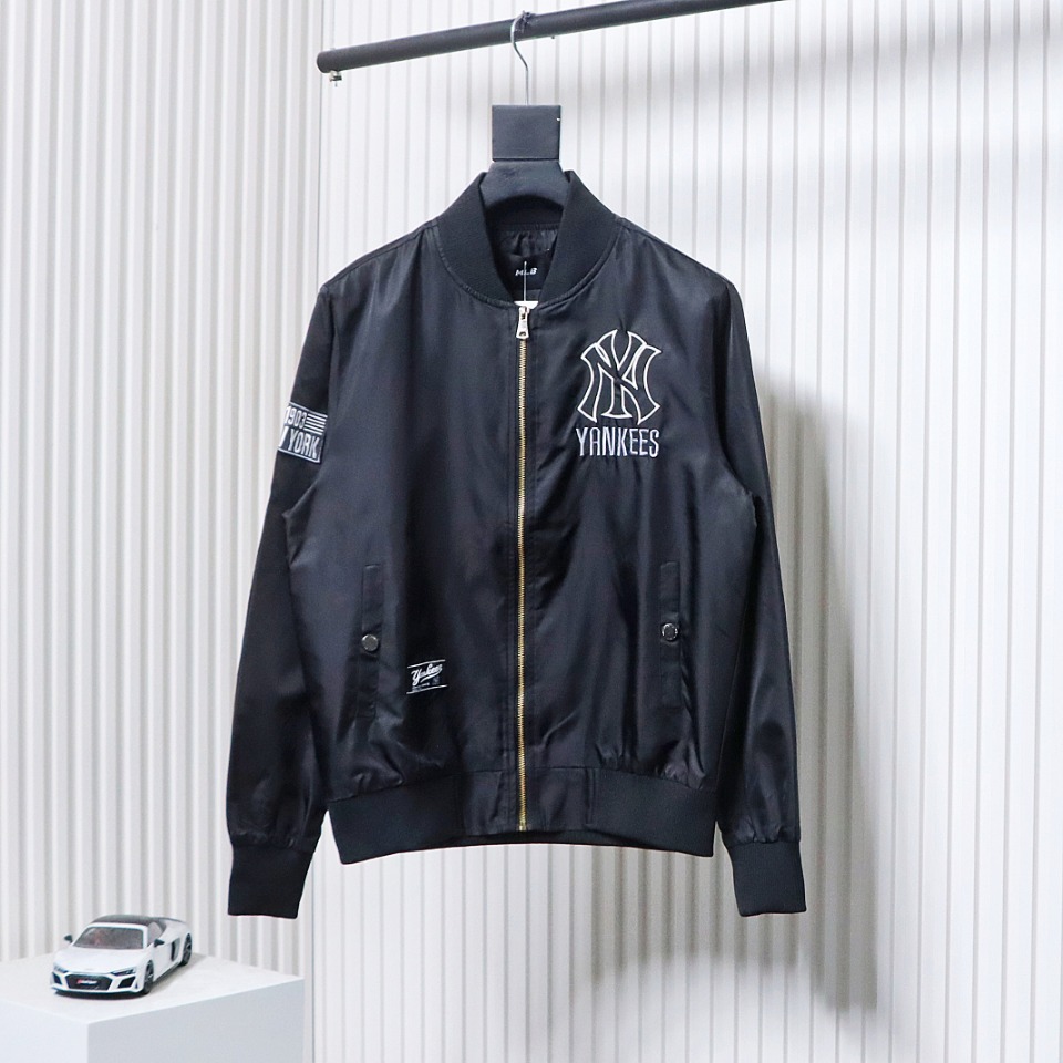 MLB Spliced ​​3D Large Logo Embroidery Baseball Jacket Black