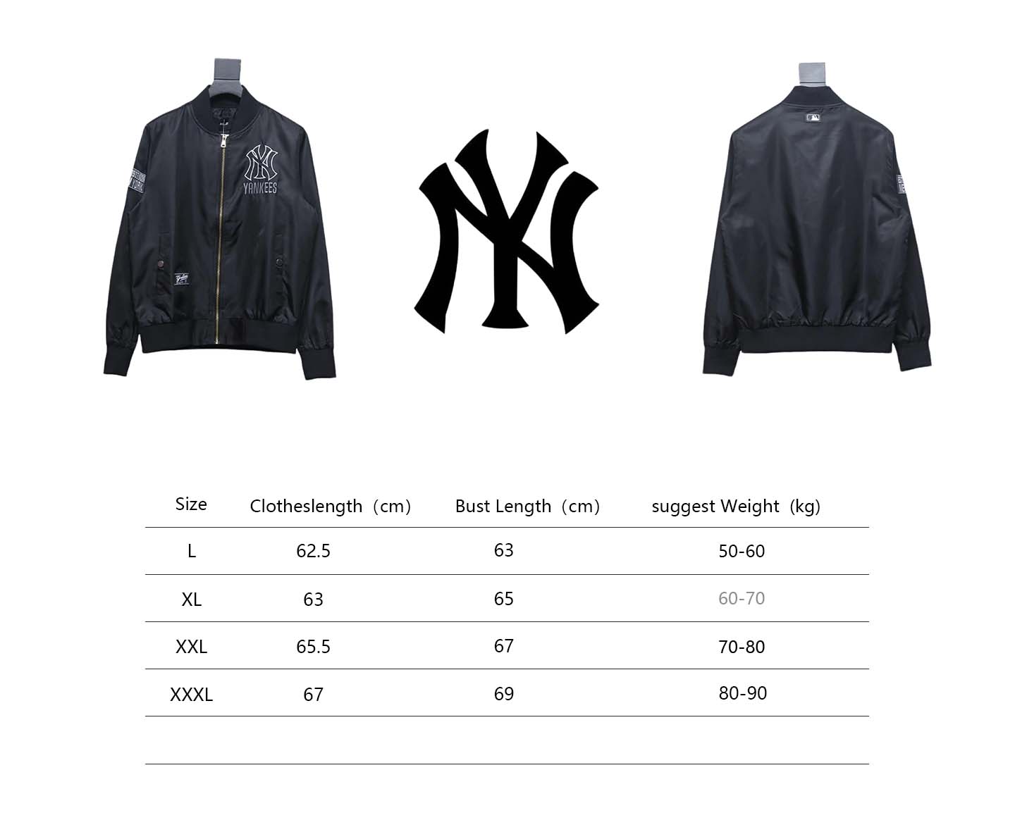 MLB Spliced ​​3D Large Logo Embroidery Baseball Jacket Black