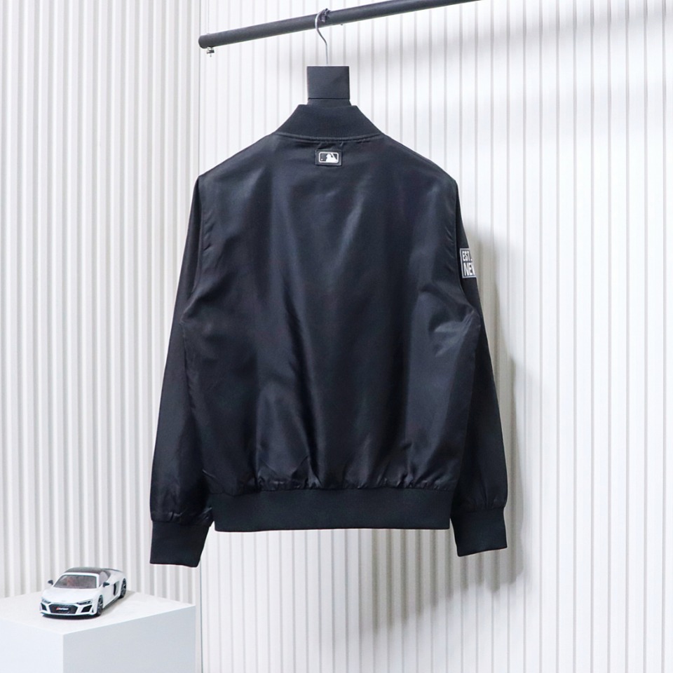 MLB Spliced ​​3D Large Logo Embroidery Baseball Jacket Black