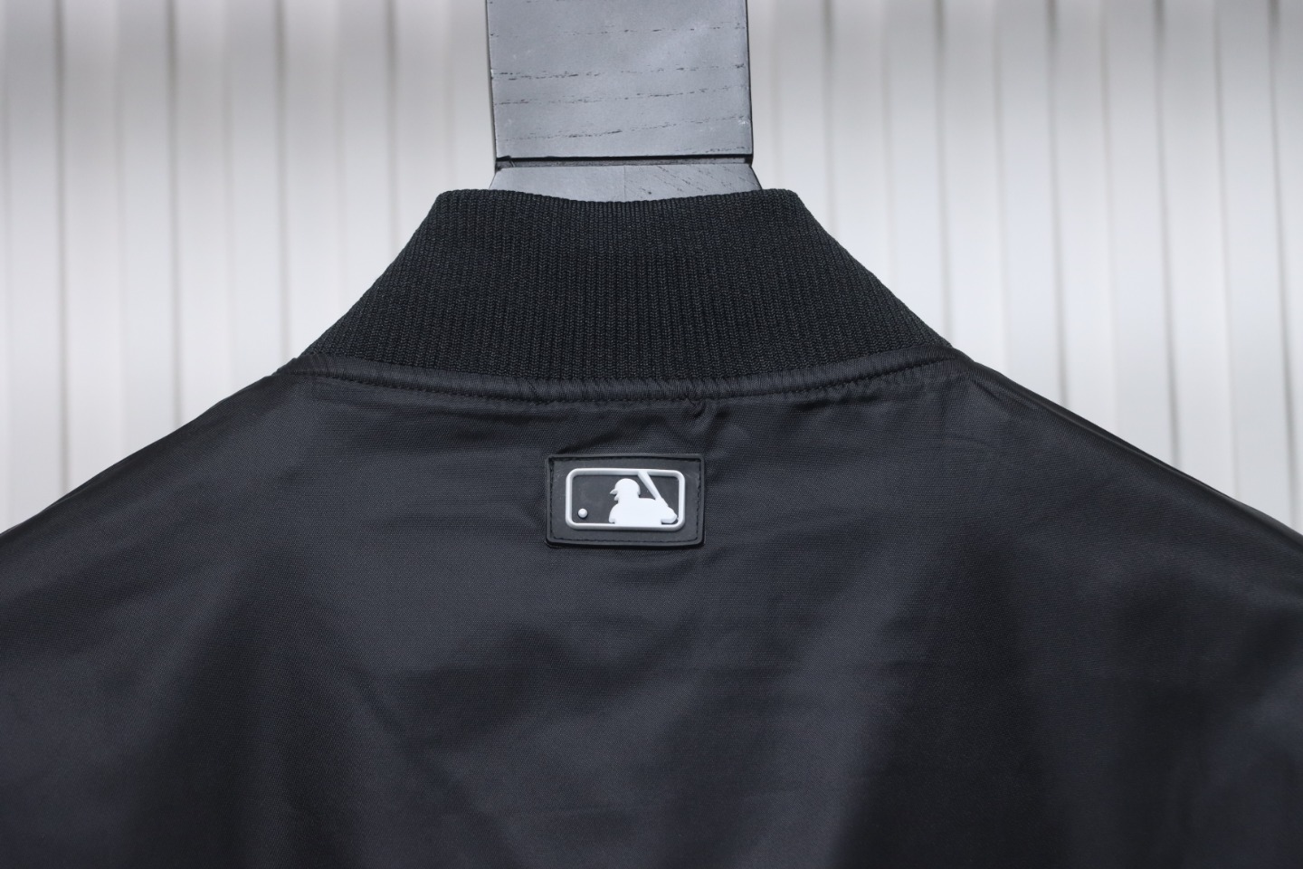 MLB Spliced ​​3D Large Logo Embroidery Baseball Jacket Black