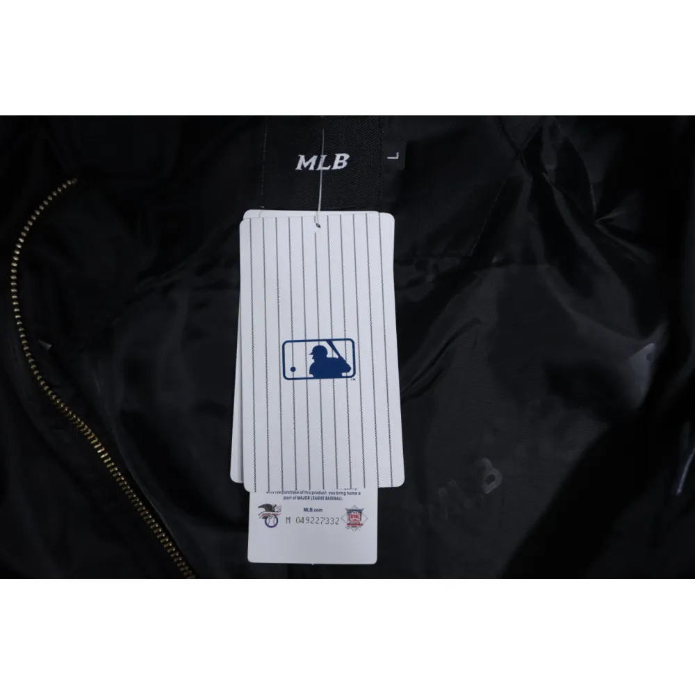 MLB Spliced ​​3D Large Logo Embroidery Baseball Jacket Black