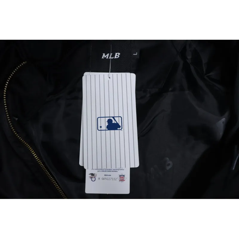 MLB Spliced ​​3D Large Logo Embroidery Baseball Jacket Black