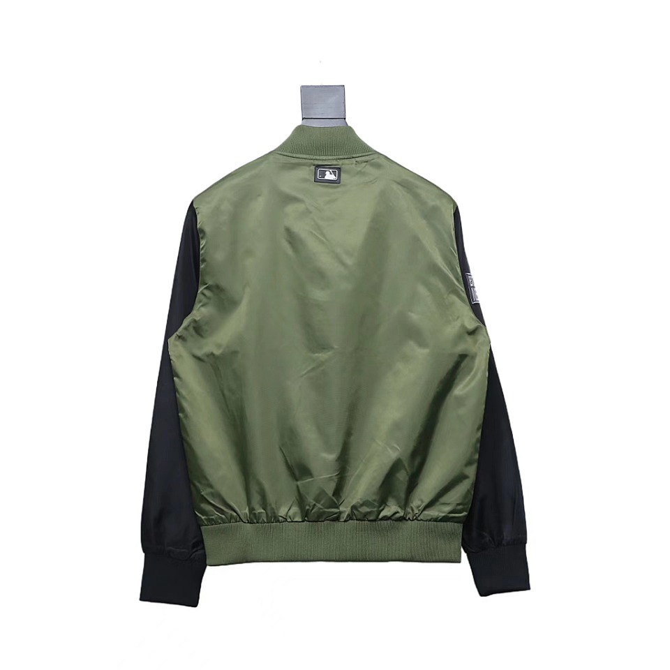 MLB Spliced ​​3D Large Logo Embroidery Baseball Jacket Green