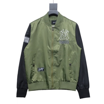 MLB Spliced ​​3D Large Logo Embroidery Baseball Jacket Green 01