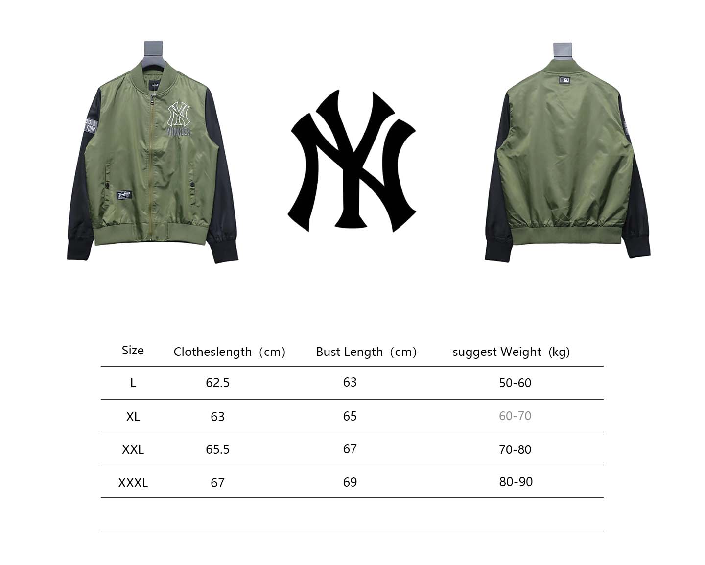 MLB Spliced ​​3D Large Logo Embroidery Baseball Jacket Green