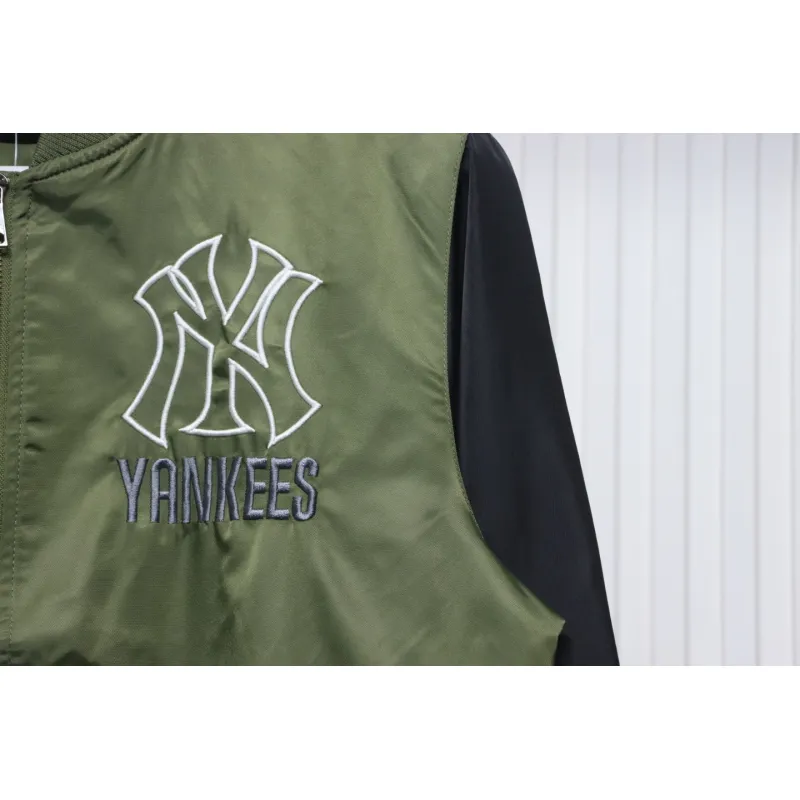 MLB Spliced ​​3D Large Logo Embroidery Baseball Jacket Green