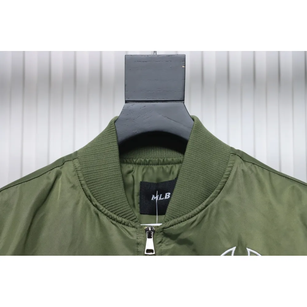 MLB Spliced ​​3D Large Logo Embroidery Baseball Jacket Green